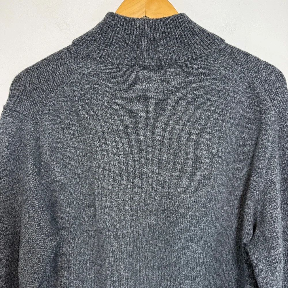 Polo Ralph Lauren Quarter Zip Sweater Grey Cotton Pony Logo Classic Preppy Large